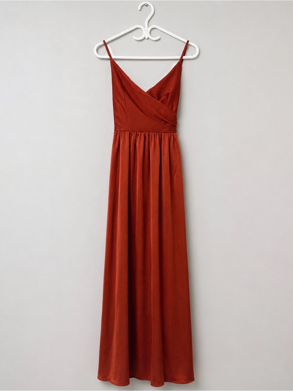 Revolve SHOWPO Around Me Copper Satin Wrap Maxi Dress Size 4 NWT - Picture 2 of 13